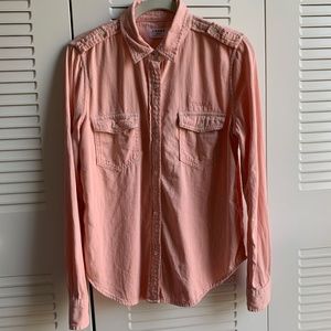 Frame embroidered chambray shirt